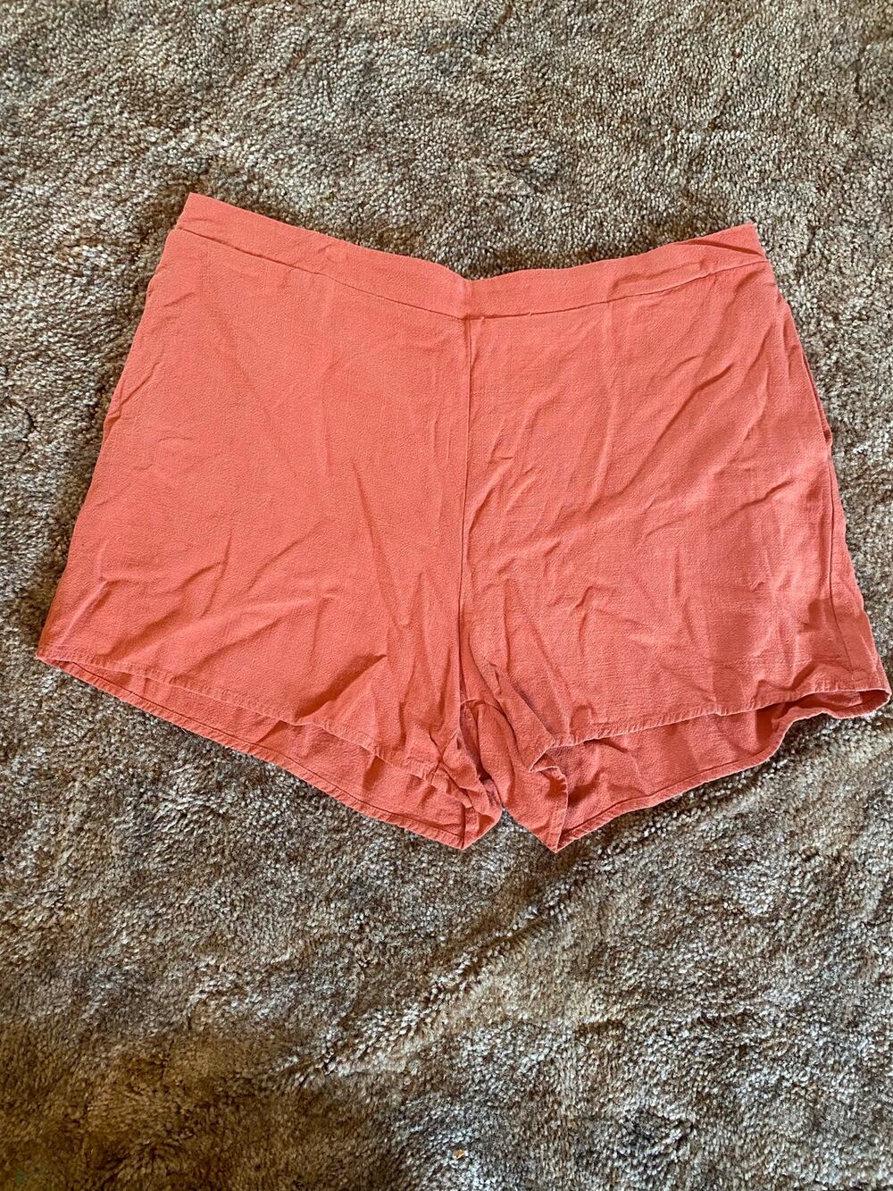 ANRABESS Linen Rayon Blend High Waisted Casual Summer Shorts Lounge Coral Beach